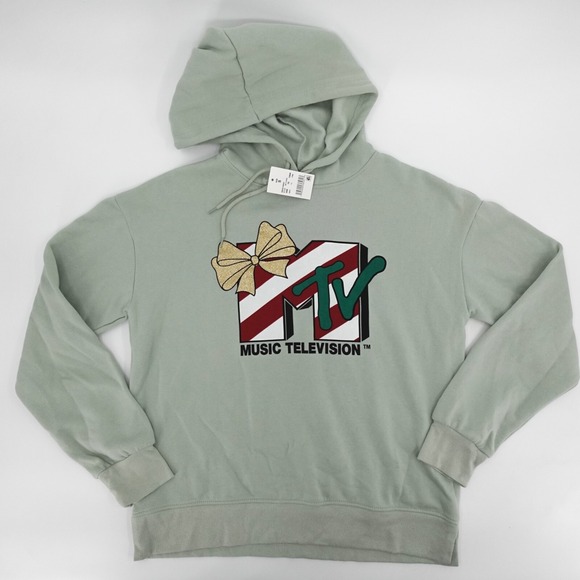 MTV Tops - NEW MTV Christmas Sweater Womens Small Present Soft Pullover Hoodie HOoded